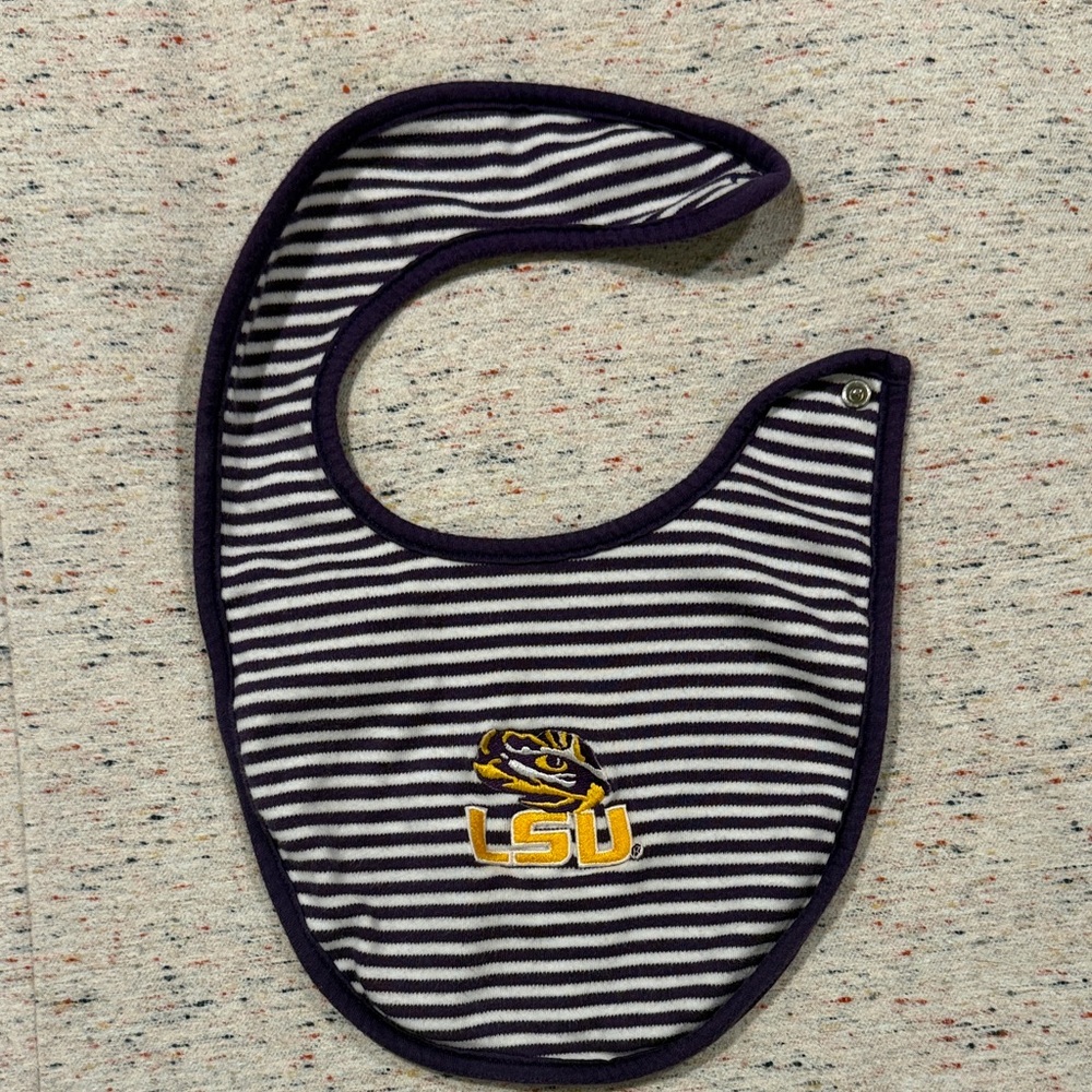 Striped Baby Bib in Purple and White